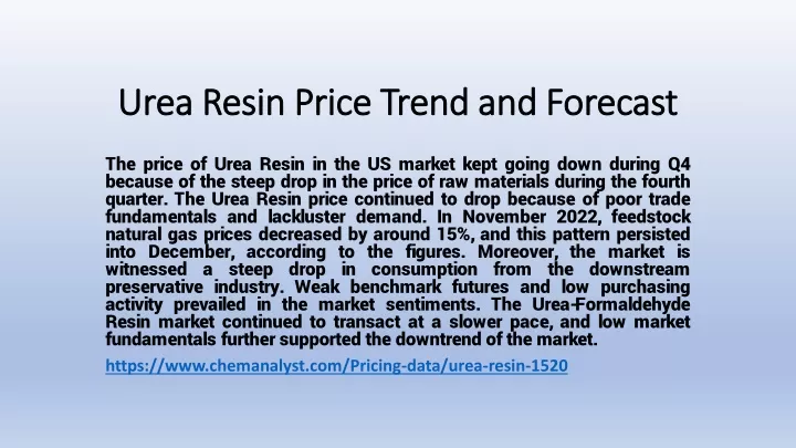 urea resin price trend and forecast