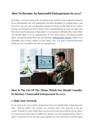 How To Become An Successful Entrepreneur In 2023?