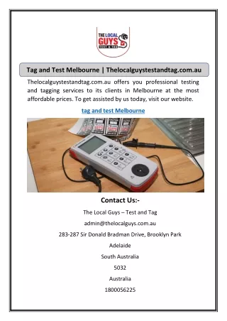 tag and test melbourne thelocalguystestandtag