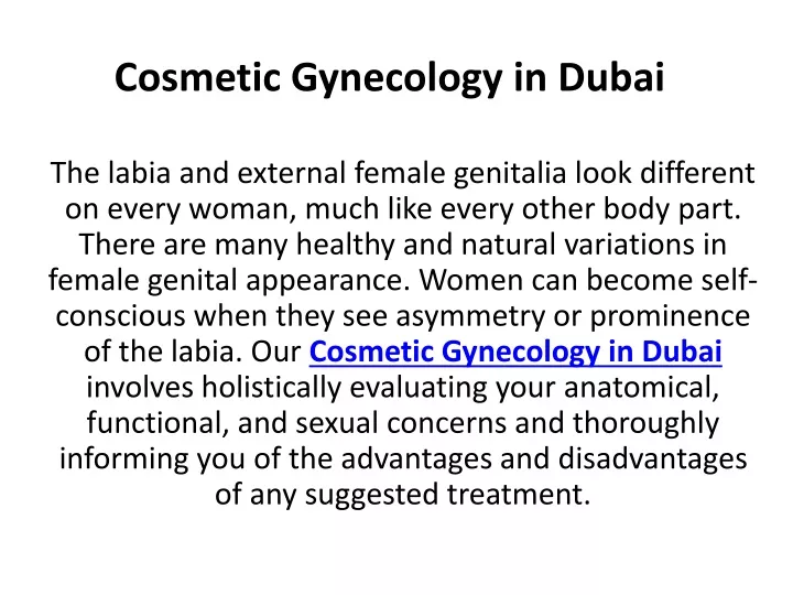 cosmetic gynecology in dubai