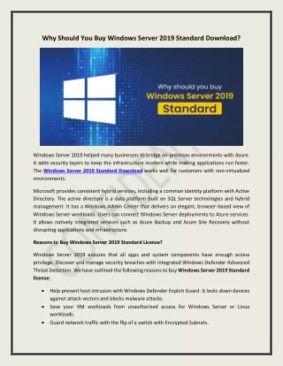 why should you buy windows server 2019 standard