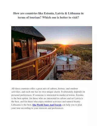 How are countries like Estonia, Latvia & Lithuana in terms of tourism