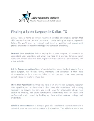 finding a spine surgeon in dallas tx dallas texas