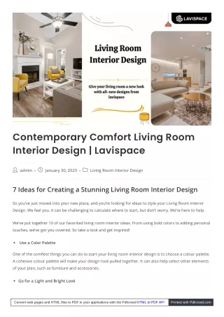 Living Room Interior Design | Lavispace