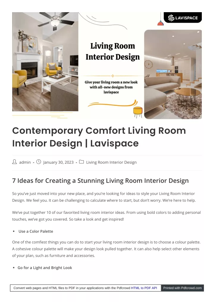contemporary comfort living room interior design
