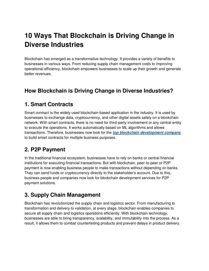 10 ways that blockchain is driving change