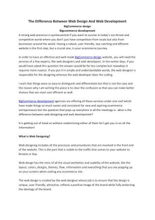 The Difference Between Web Design And Web Development
