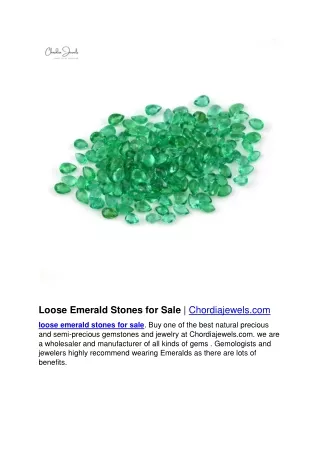 Loose Emerald Stones for Sale | Chordiajewels.com