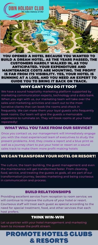 Promote Hotels Clubs & Resorts - Own Holiday Club