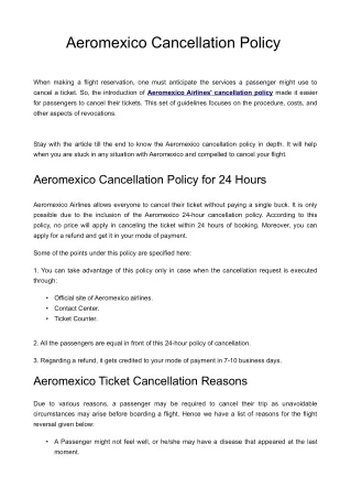 Aeromexico Cancellation Policy Flightaura 1-833-714-2120