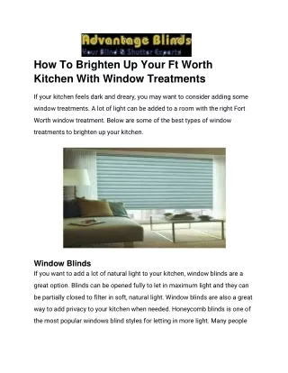 How To Brighten Up Your Ft Worth Kitchen With Window Treatments