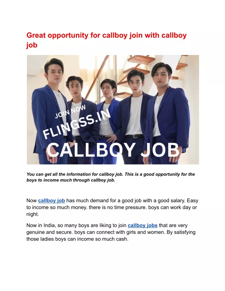 great opportunity for callboy join with callboy