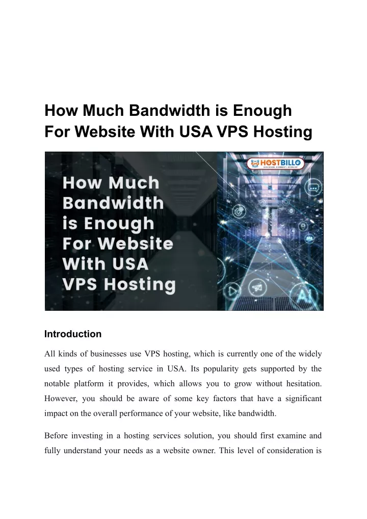 how much bandwidth is enough for website with