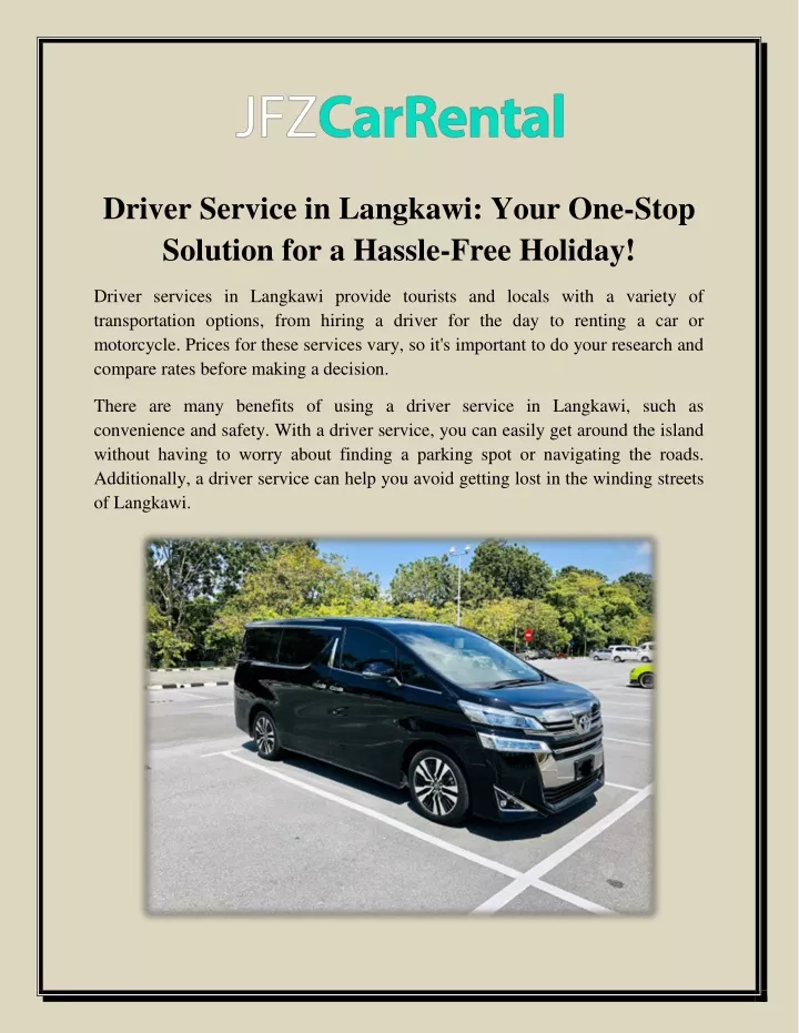 driver service in langkawi your one stop solution