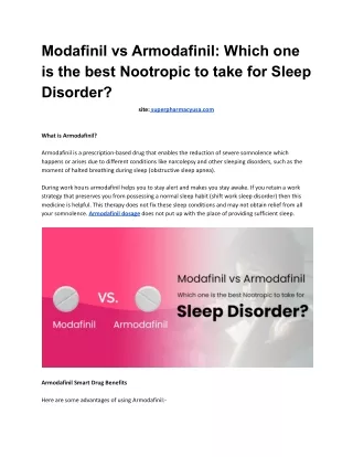 Modafinil vs Armodafinil_ Which one is the best Nootropic to take for Sleep Disorder_.docx