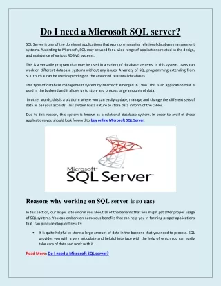 do i need a microsoft sql server
