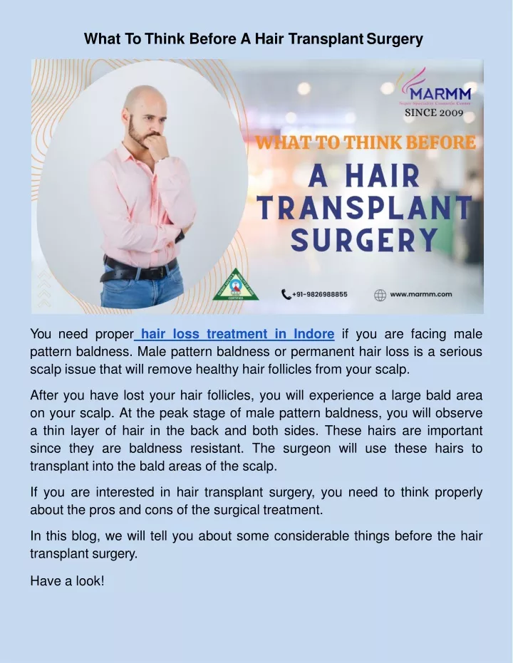 what to think before a hair transplant surgery