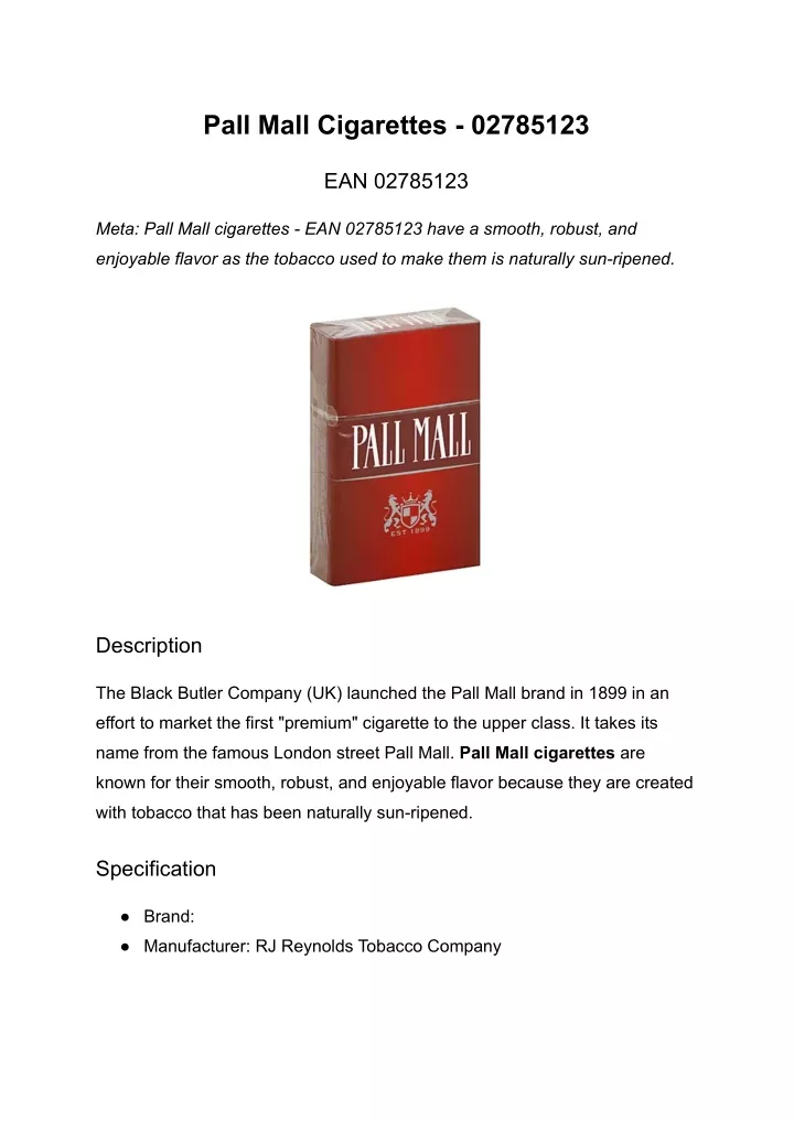 pall mall cigarettes 02785123