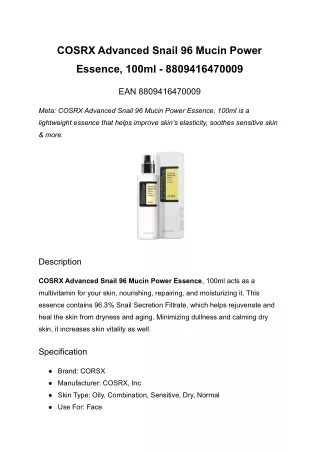 cosrx advanced snail 96 mucin power