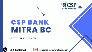 Apply online for CSP registration through CSP Bank Mitra BC