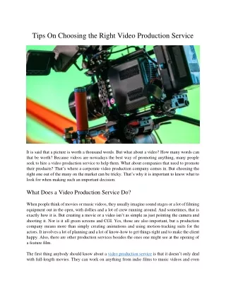 tips on choosing the right video production