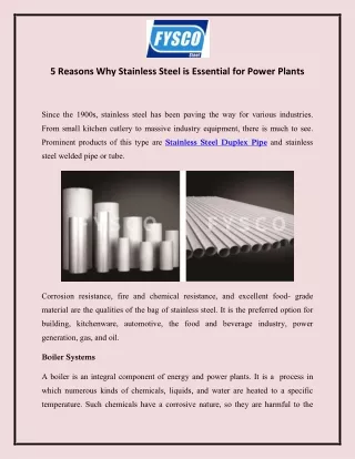 5 Reasons Why Stainless Steel is Essential for Power Plants