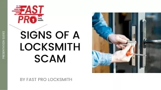 SIGNS OF A LOCKSMITH SCAM