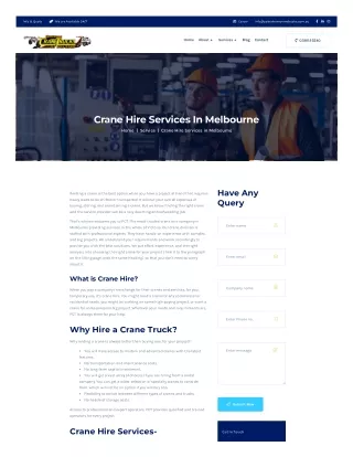 Crane Hire Services in Melbourne