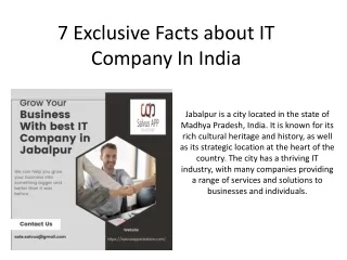 7 Exclusive Facts about IT Company In India
