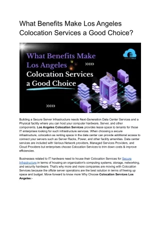 what benefits make los angeles colocation