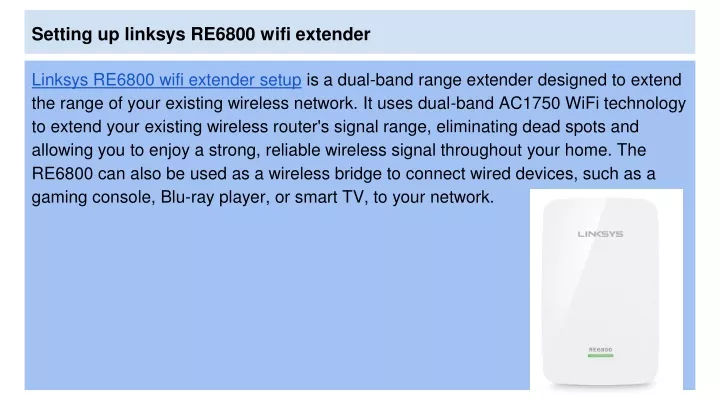 setting up linksys re6800 wifi extender