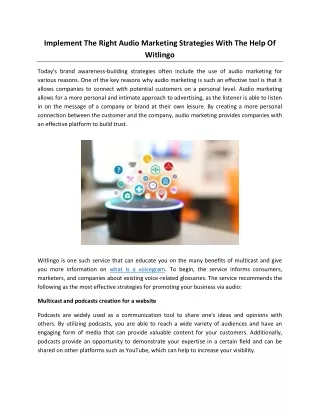 implement the right audio marketing strategies