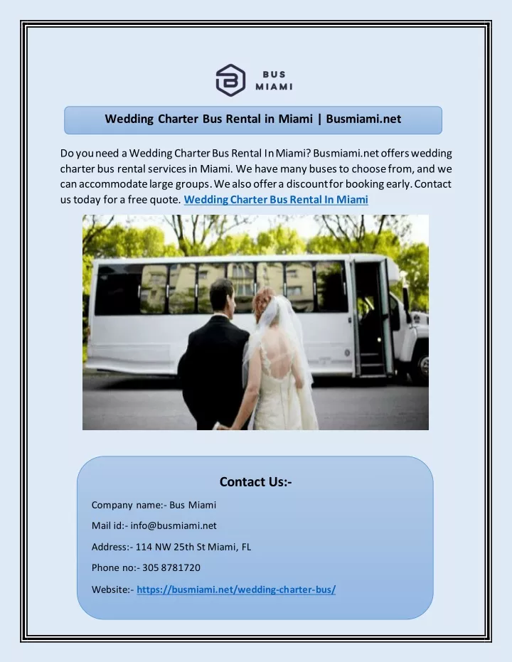 wedding charter bus rental in miami busmiami net