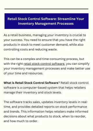 A Deep Guide to Retail Stock Control Software | Ausuma