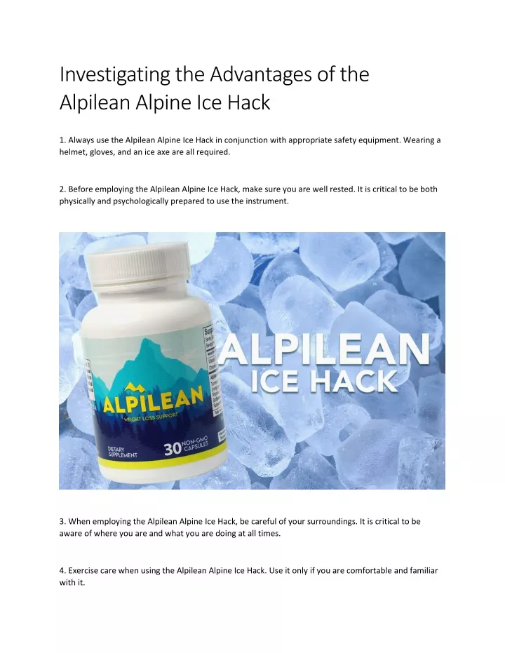 investigating the advantages of the alpilean