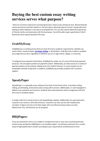 buying the best custom essay writing services