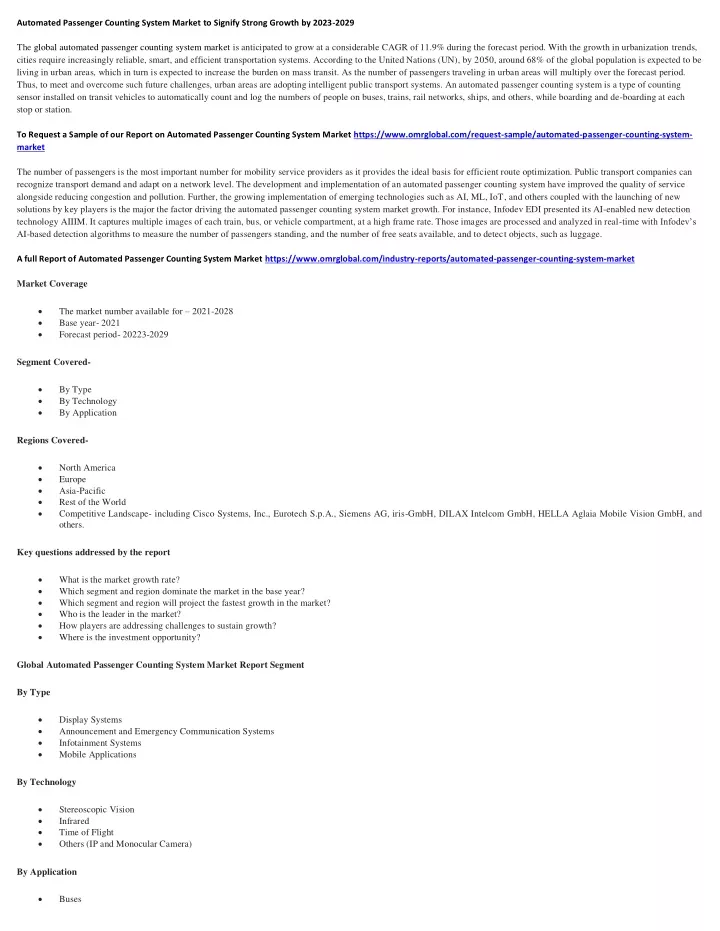 automated passenger counting system market