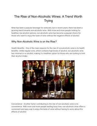 The Rise of Non-Alcoholic Wines A Trend Worth Trying