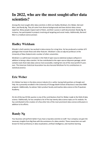 in 2022 who are the most sought after data
