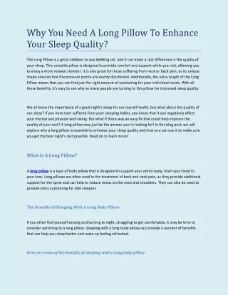 why you need a long pillow to enhance your sleep