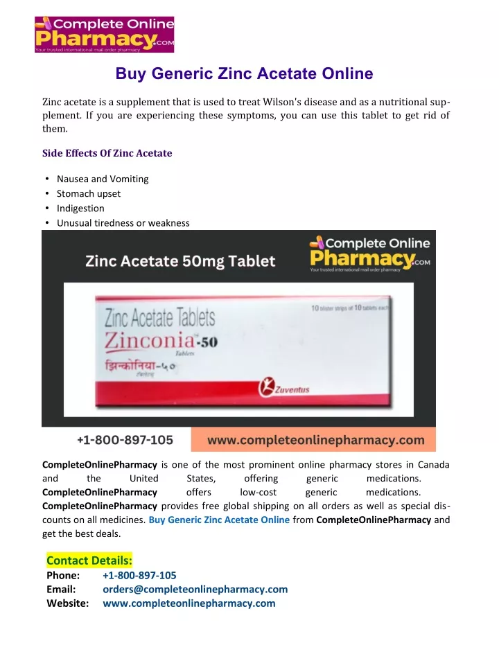 buy generic zinc acetate online