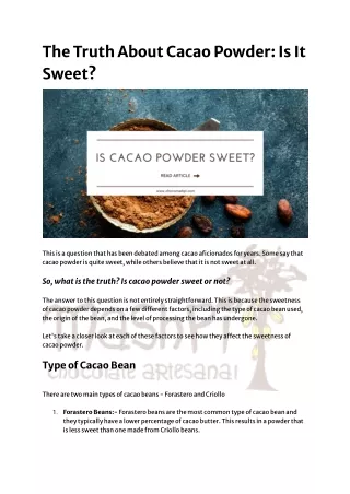 The Truth About Cacao Powder: Is It Sweet?
