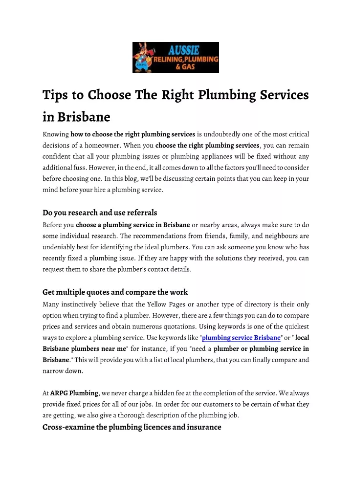 tips to choose the right plumbing services