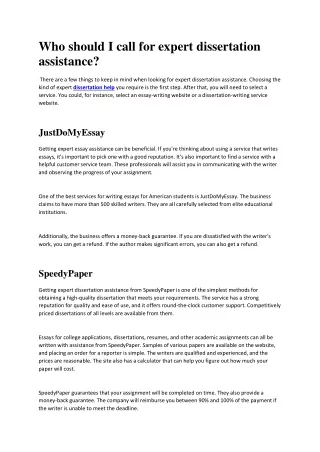 who should i call for expert dissertation