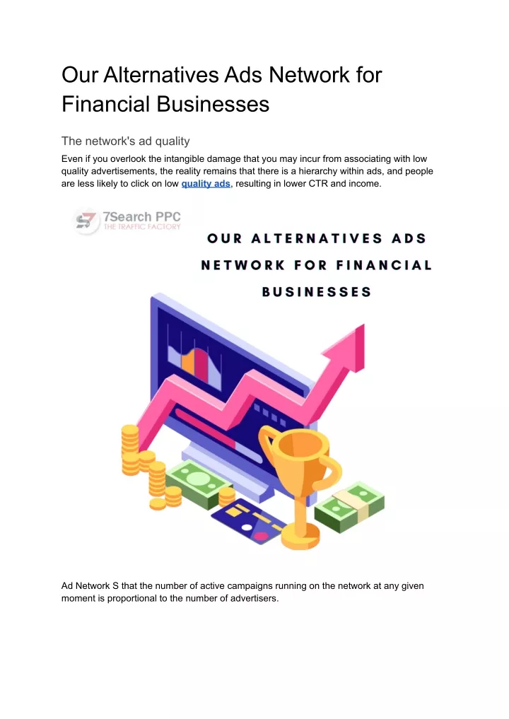our alternatives ads network for financial