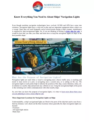 Know Everything You Need to About Ships' Navigation Lights