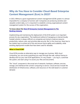 why do you have to consider cloud based
