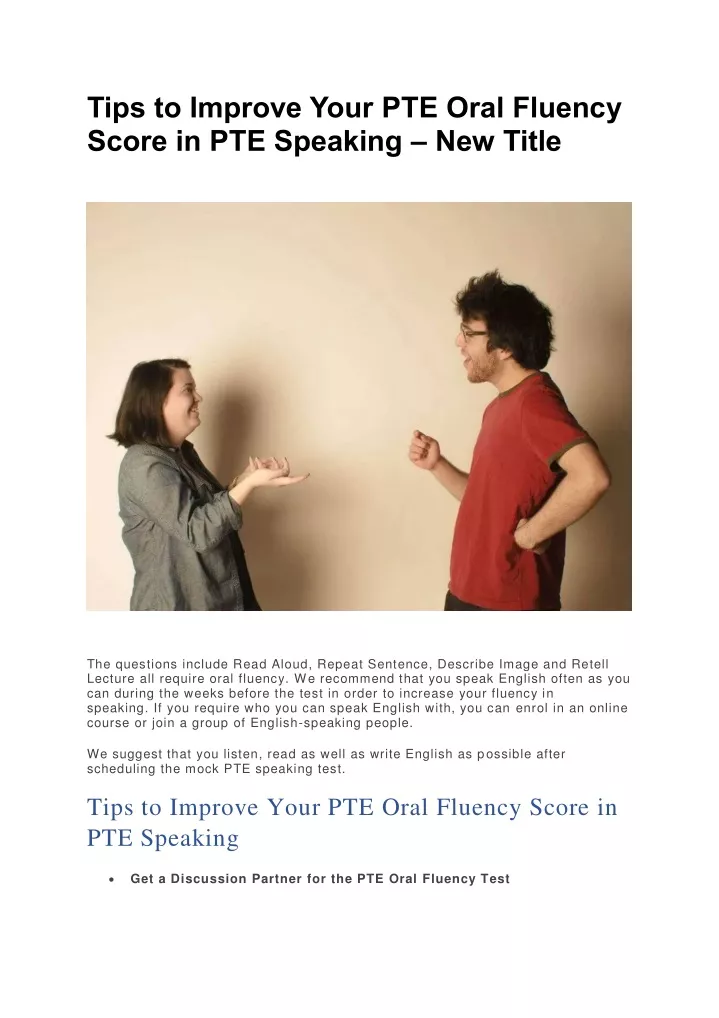 tips to improve your pte oral fluency score