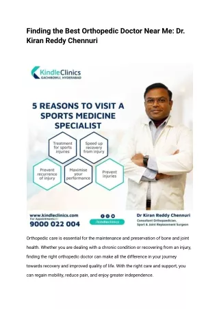 Best Orthopedic Doctor Near Me_ Kiran Reddy Chennuri