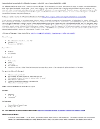 automotive radar sensors market is anticipated